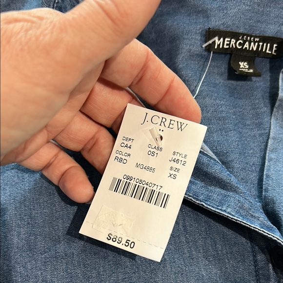 NWT - J. CREW MERCHANTILE 100% Cotton Chambray Denim Pocketed Shirt Dress - Picture 3 of 10